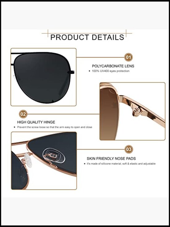 Oversized Aviator Sunglasses UV Protection Metal Frame main image 6